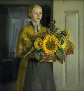 Michael Ancher Pigen med solsikkerne oil